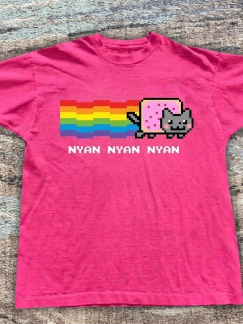 Gildan Hot Pink Nyan Cat Pixel Graphic Tee
